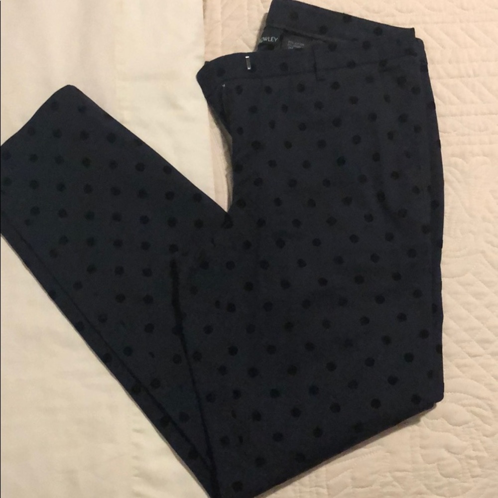 Navy Blue Polka Dot Cropped Pants